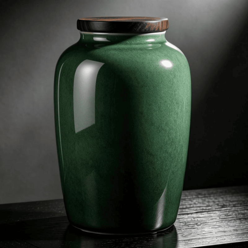 Smooth Surface Ceramic Pet Urn （green）
