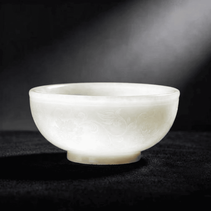 Hand Carved White Jade Pet Energy Water Bowl